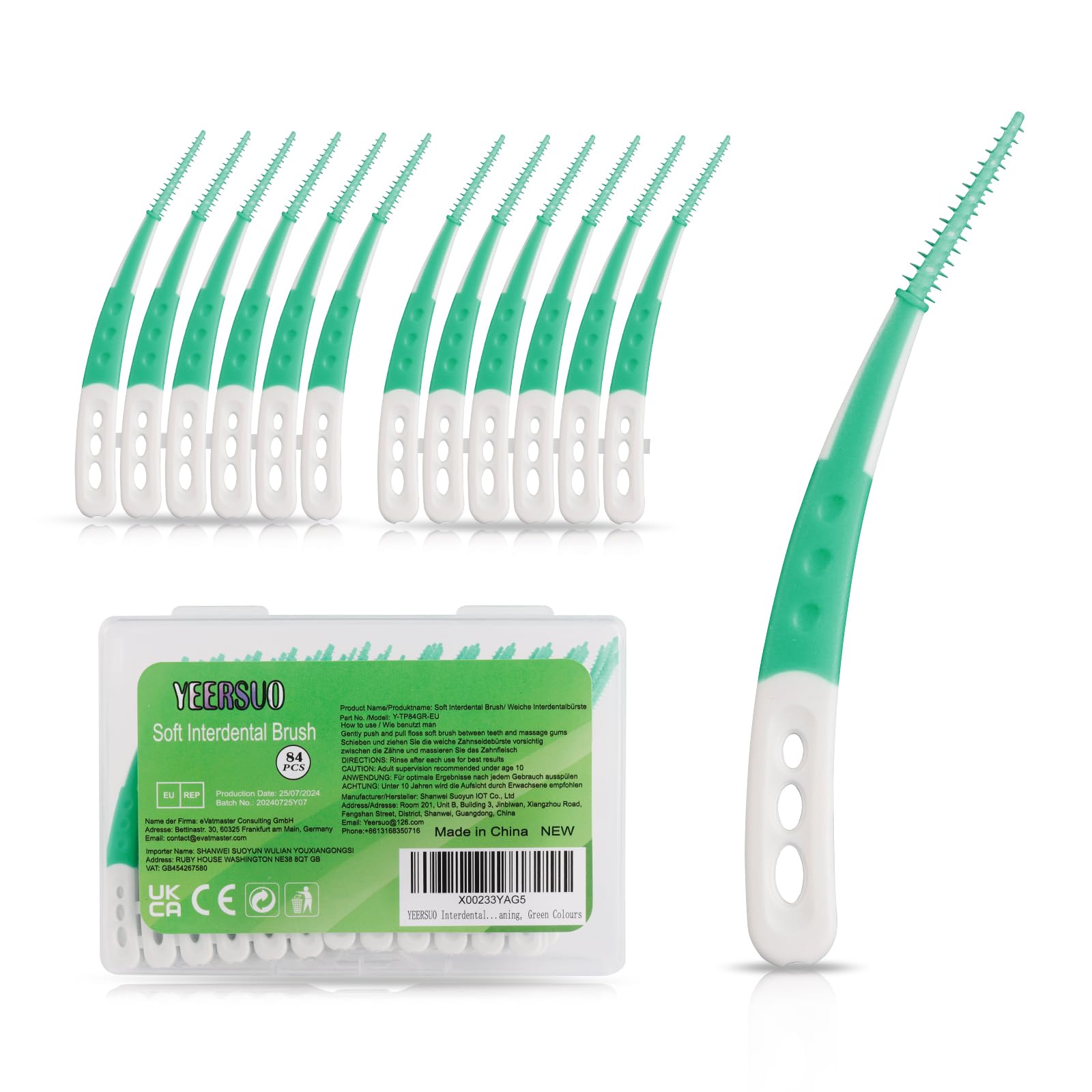 YEERSUO Silicone Interdental Brushes 84 PCS, Braces Brush Disposable Toothpick, Silicone Dental Brushes Tooth Flossing Picks