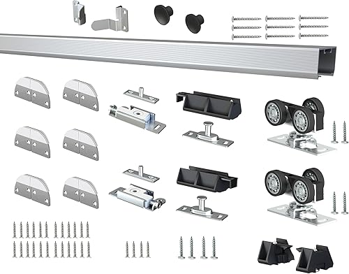 Miniatura 2 de DIYHD Kit de riel de puerta interior plegable de 72 pulgadas, montaje en techo con kit de puerta plegable para armario de 4 puertas, ancho de puerta
