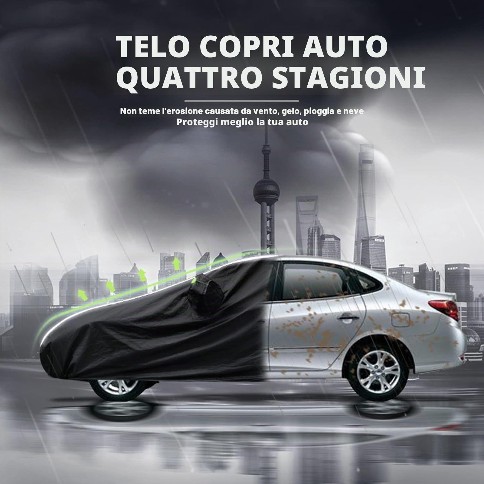 Telo Antigrandine Per Dacia Sandero Stepway 2008-2024, Copriauto Da Esterno in Tessuto Oxford, Impermeabile Traspirante Anti UV