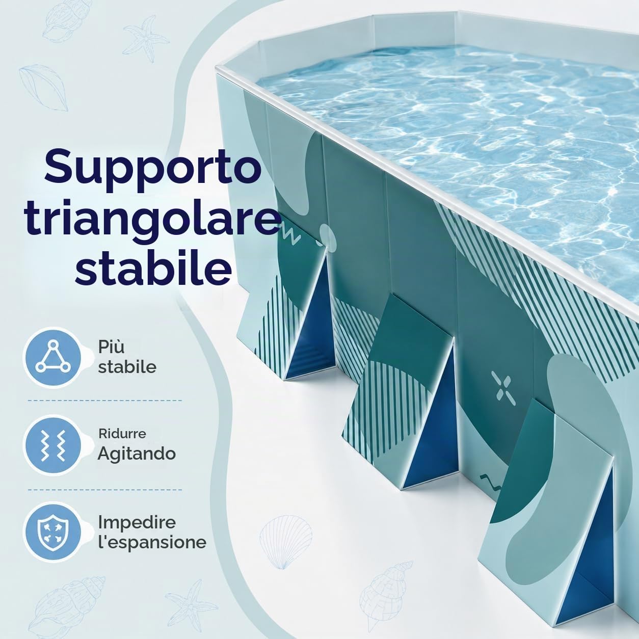 Piscina rettangolare pieghevole in plastica rigida pieghevole
