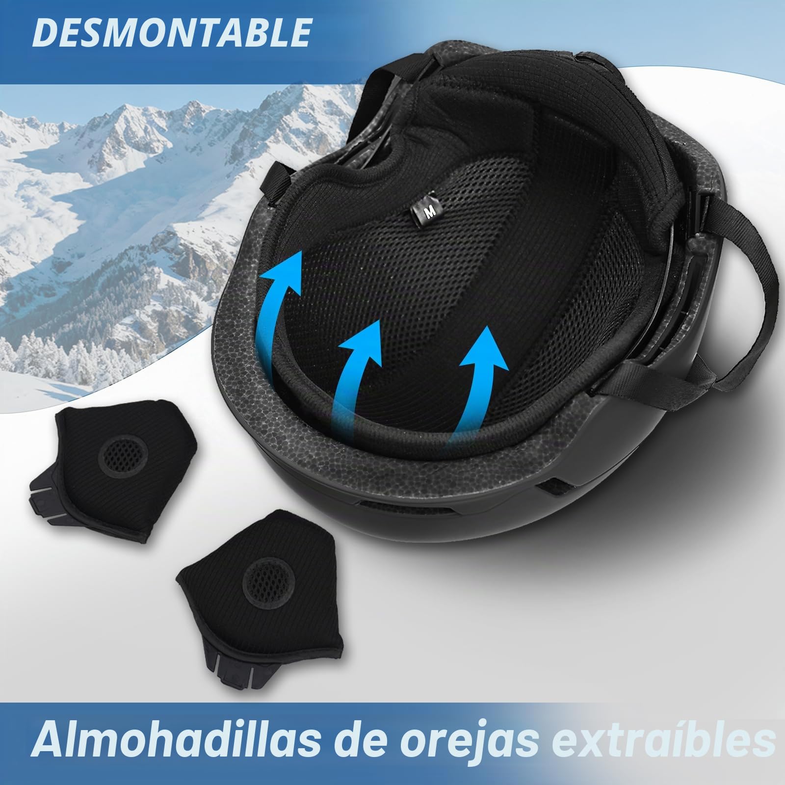 VCOROS Casco de Esquí Kit con Gafas de Esquí Capucha DXH816 para Esquí | Casco de Snowboard mit Orejeras Extraíbles para Hombre Mujer Talla Ajustable Transpirable UV Sistema de Ventilac