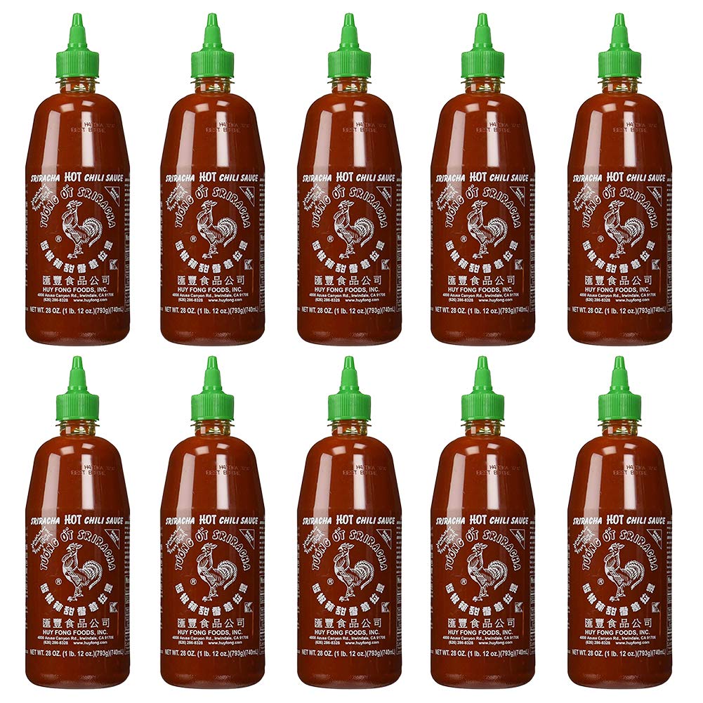 Huy Fong Sriracha Chili Hot Sauce, 28 oz (10 pack)