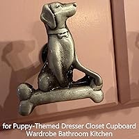 Vista 8 de Paquete de 6 perillas metálicas para armario de perro y hueso para mascotas, para armario, cajón, aparador, puerta, manijas de un solo agujero