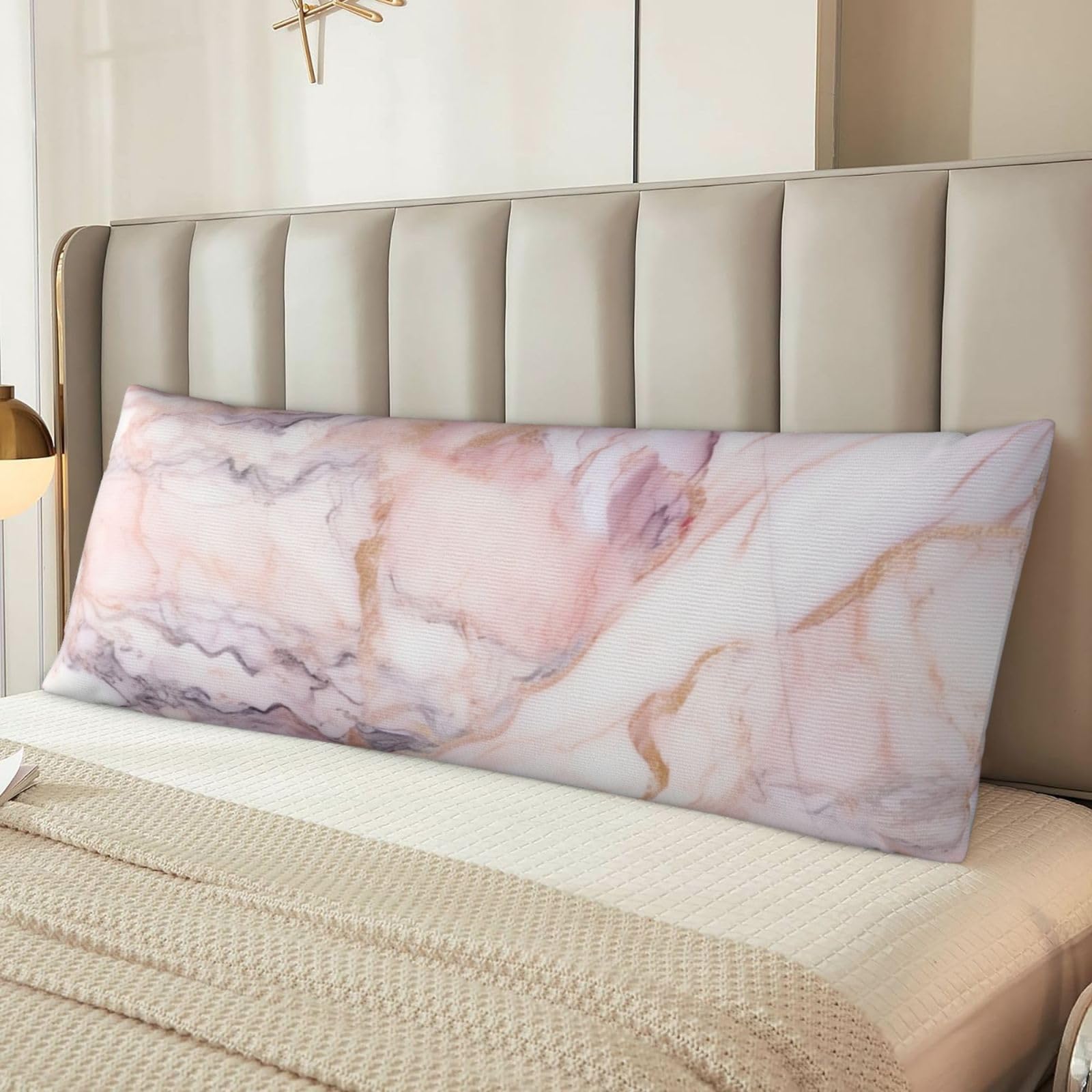 White Marble Pattern Body Pillow Case Cover, Microfiber Long Pillow Cases, Ultra Soft and Cozy Plush Body Pillowcase Decorative Long Bed Pillow Cover for Sleeping 20x54 Inches