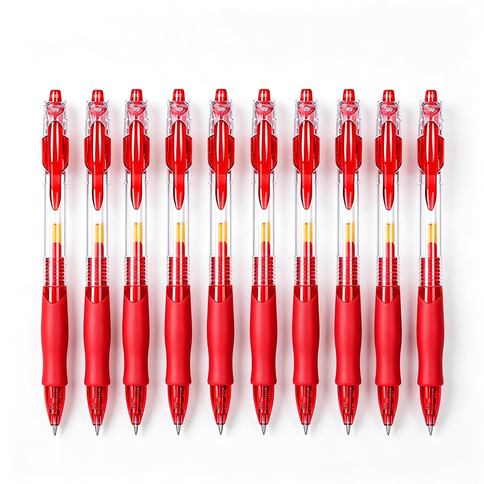 Lot de 10 stylos à encre gel, stylo à encre de 0,5 mm, stylo à encre à séchage rapide, rouge