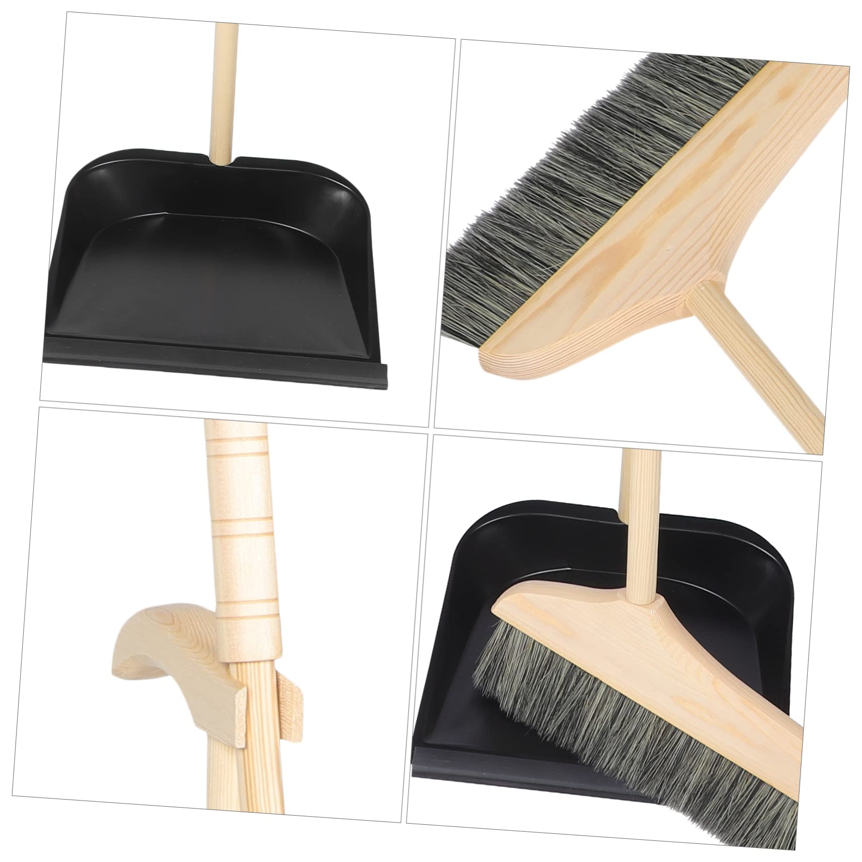Besen und Kehrschaufelset Borsten mit Langem Stiel Langlebiger Haushaltsbesen Ergonomischer Griff für Innen und Außenbereich Reinigung Gehwege Zuhause
