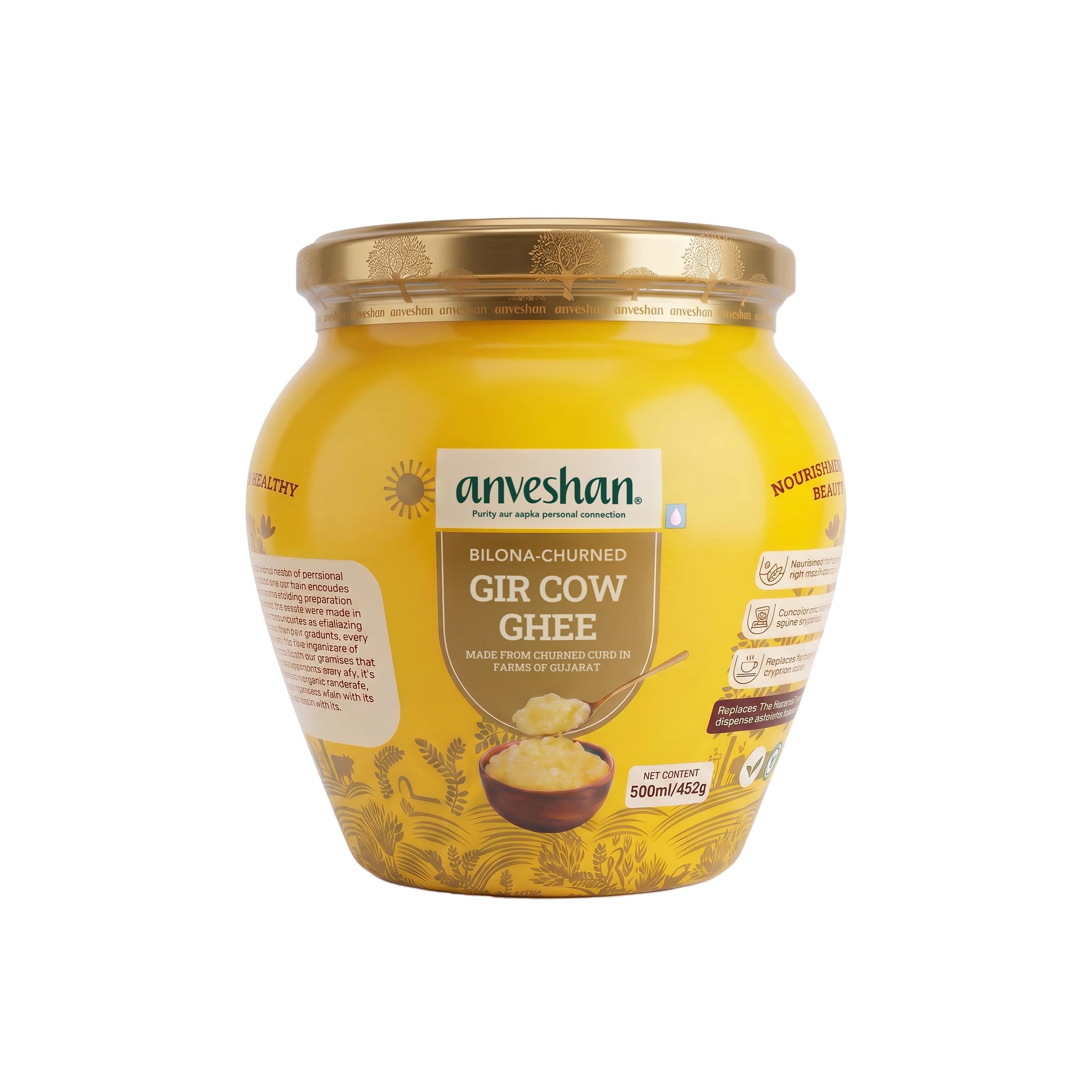 Anveshan A2 Gir Cow Desi Ghee 500ML