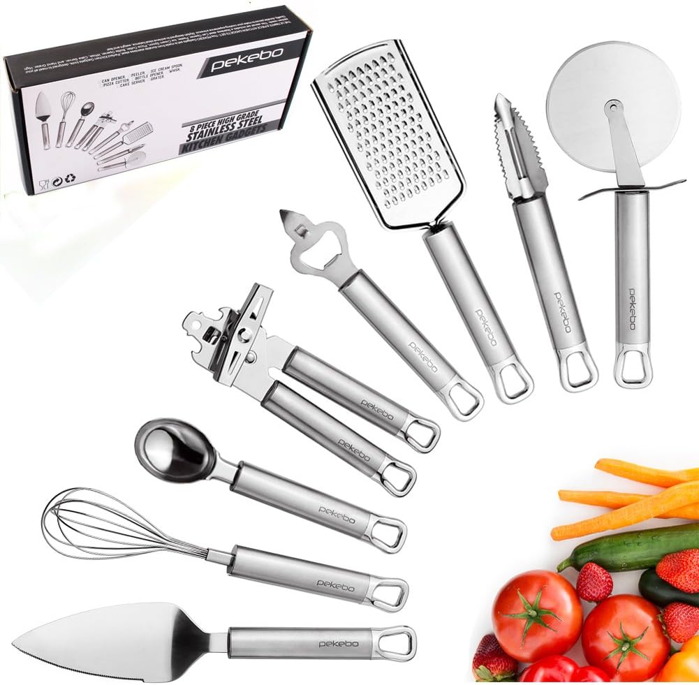 8 Piece High Grade Stainless Steel Kitchen Gadgets Tools Set Unique Thick Strength Most Useful Portable Chef Household Cooking Utensils Mother Day Gift