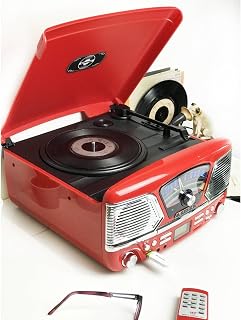 Steepletone ROXY 4 (Red) 1960s Retro Style Record Player