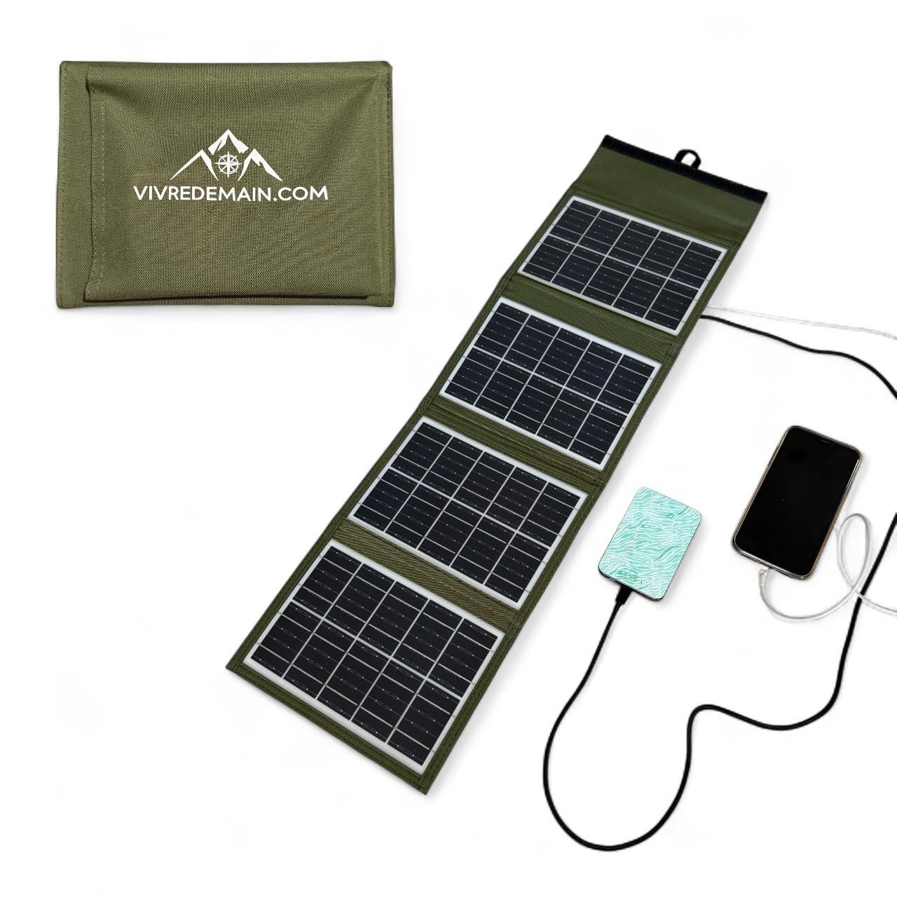 Chargeur Solaire portable 20W Vivre Demain - Batterie externe USB écologique