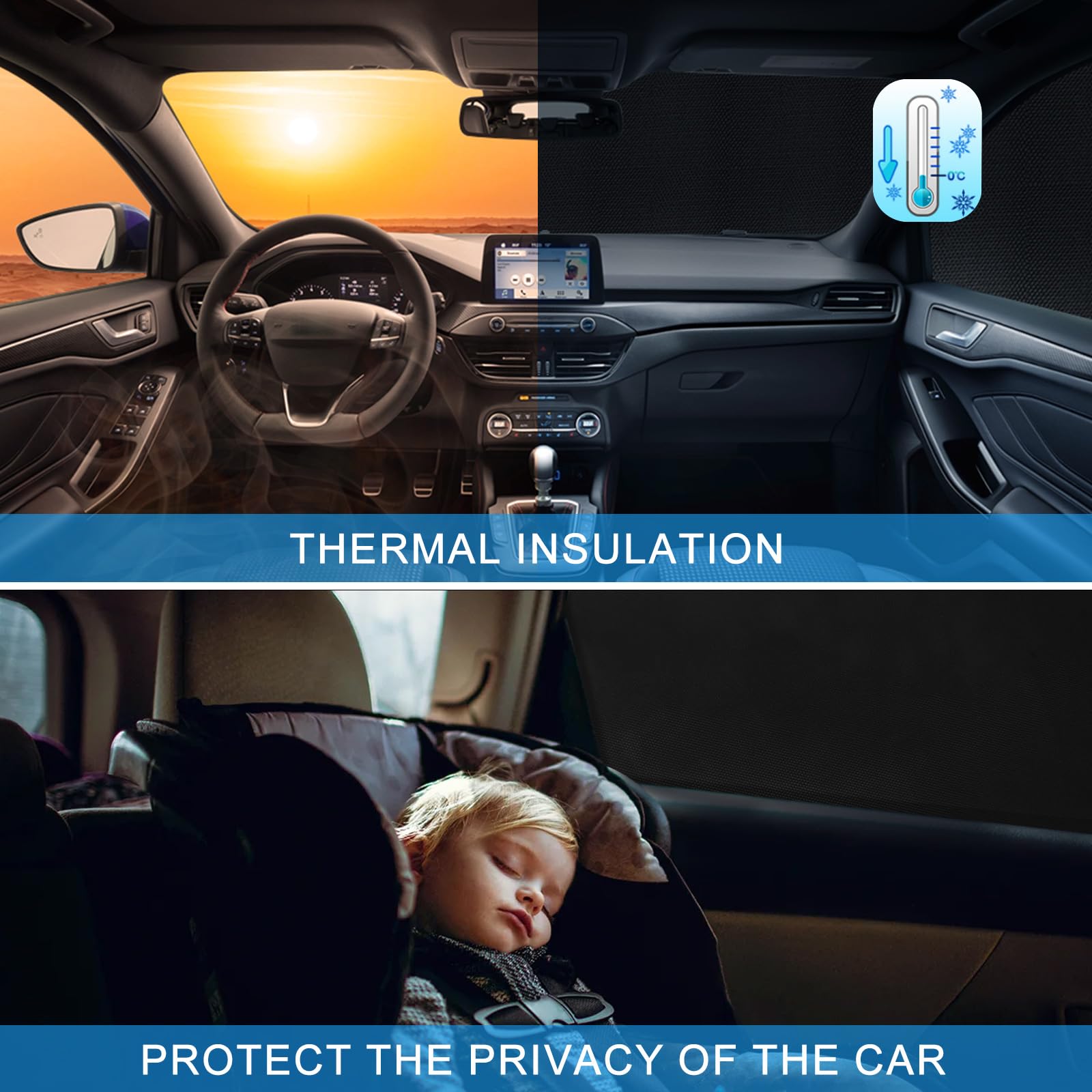 Copertura per Parabrezza per VW T5 T6, Impermeabile Antighiaccio Antigrandine 420D Telo Copri Anteriore Camper Protezione UV Protezione Della Privacy