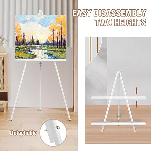 Miniatura 5 de abitcha Caballete artístico de madera, trípode portátil de 63 pulgadas, caballete de artista, soporte de póster de madera ajustable para bodas,