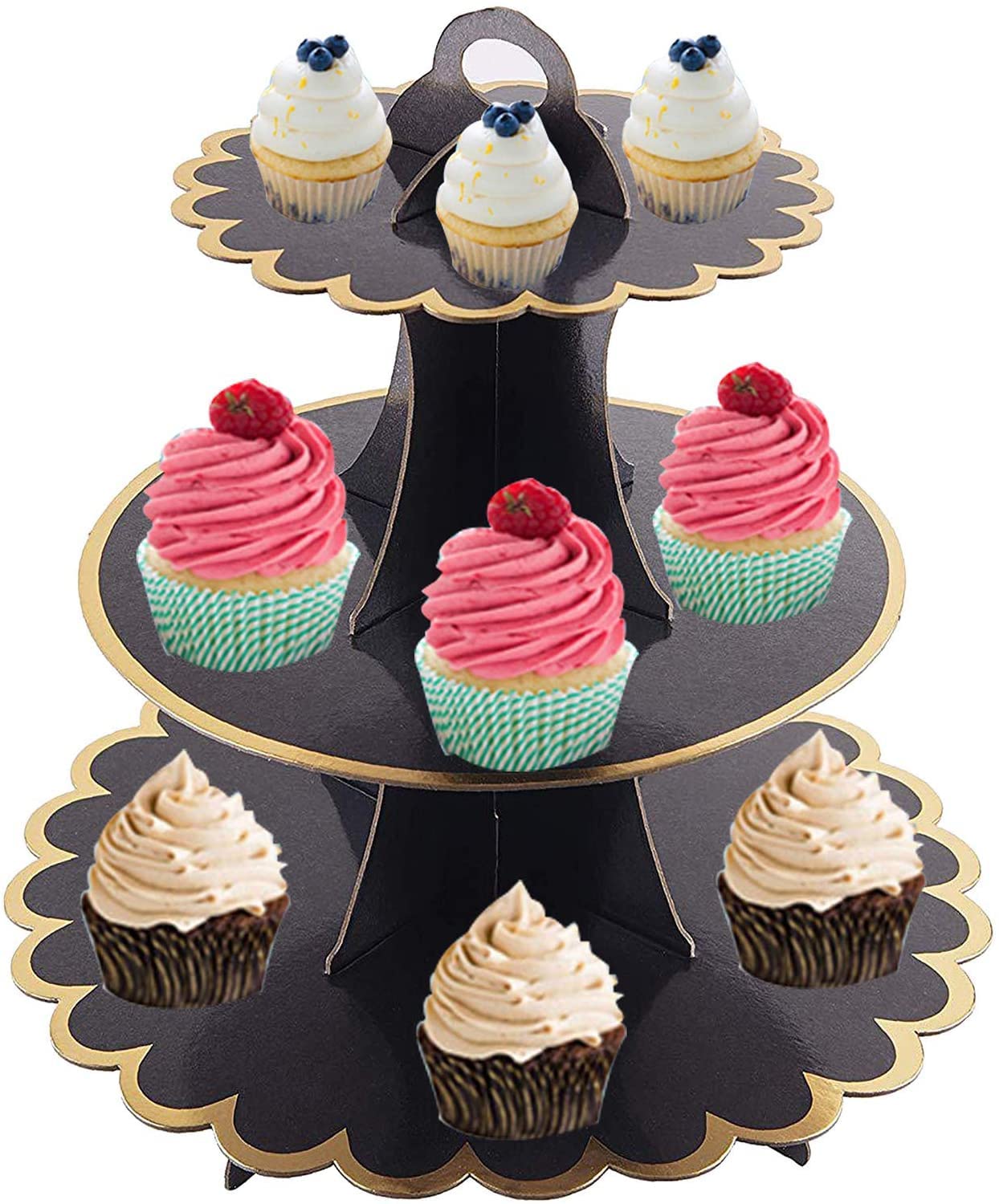 Supporto per cupcake a 3 livelli, per baby shower, topper per cupcake a torre, forniture in cartone per bambino o ragazza, baby shower, feste di compleanno