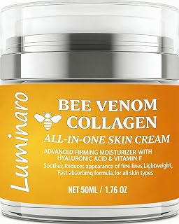 Bee Venom Skin Treatment Cream - Natural Instant Face Lift & Anti Aging Face Cream with Collagen Peptides, Hyaluronic Acid & Vitamin E - Firms Neck, Hydrates, Reduces Wrinkles 1.76 Fl Oz