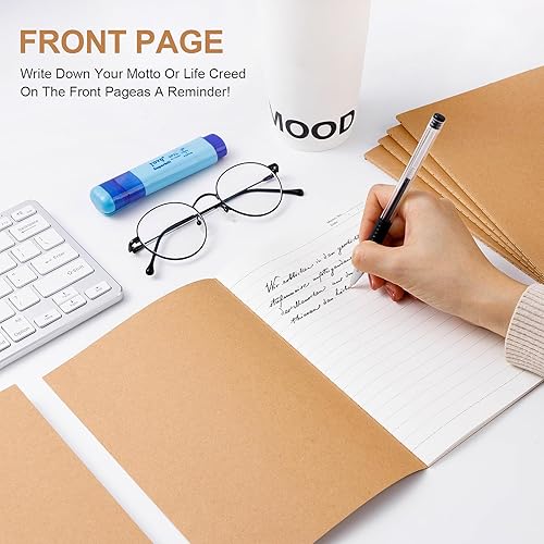 Miniatura 3 de Paquete de 60 cuadernos de papel kraft A5 forrados, diarios pequeños de 8.3 x 5.5 pulgadas, cuadernos rayados a granel, 80GSM, 60 páginas30 hojas