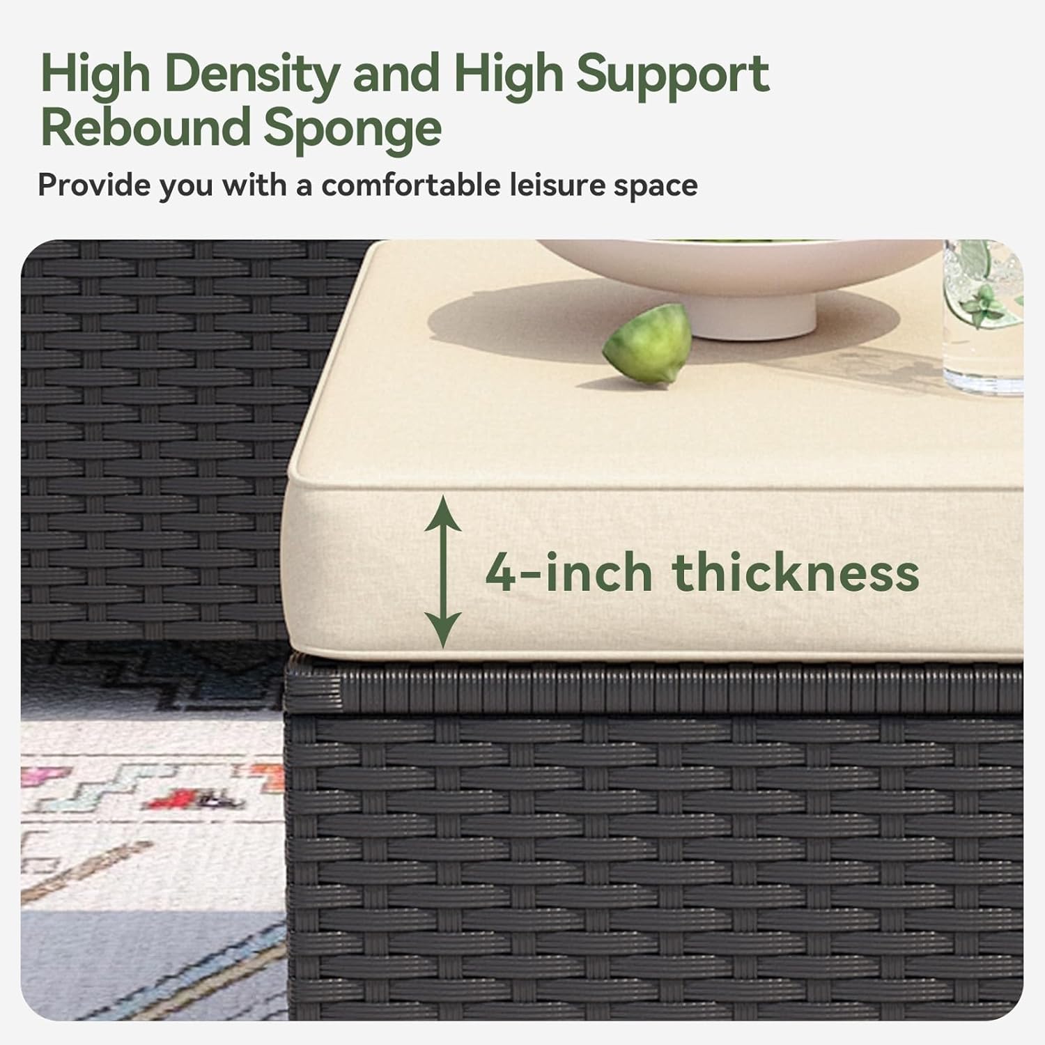 Beige Patio Conversation Sets for Garden,Backyard 8 Piece Outdoor Patio Furniture Set 7 Seats, with Thick Waterproof Cushions & Storage Coffee Table, Porch, Balcony, Deck, Outdoor Sectional