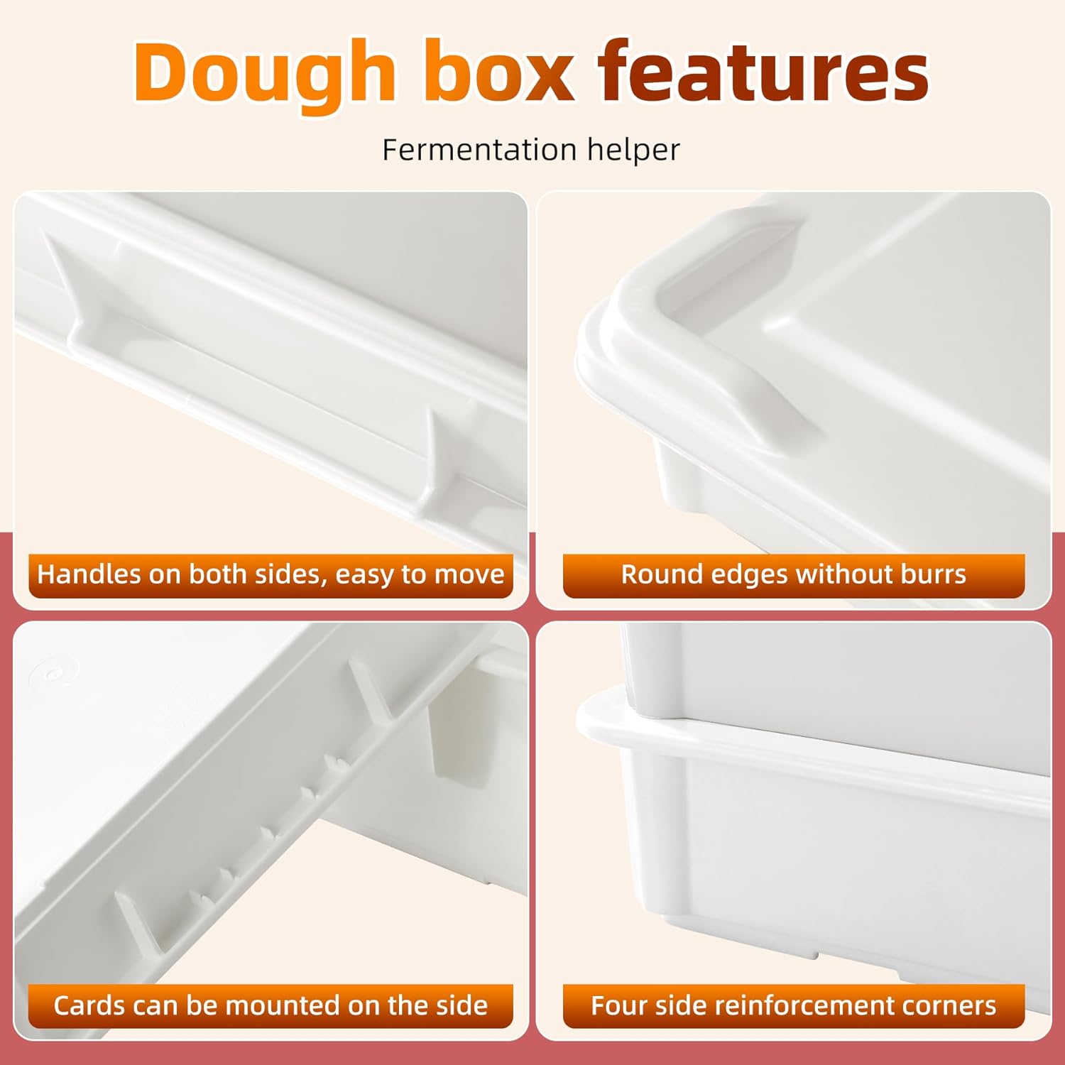 Commercial Pizza Dough Proofing Box​ - 2-Pack Stackable Dough Rising Containers, Large Rectangle Bread Proofing 25.5" D x 17.6" W x 3.3" H