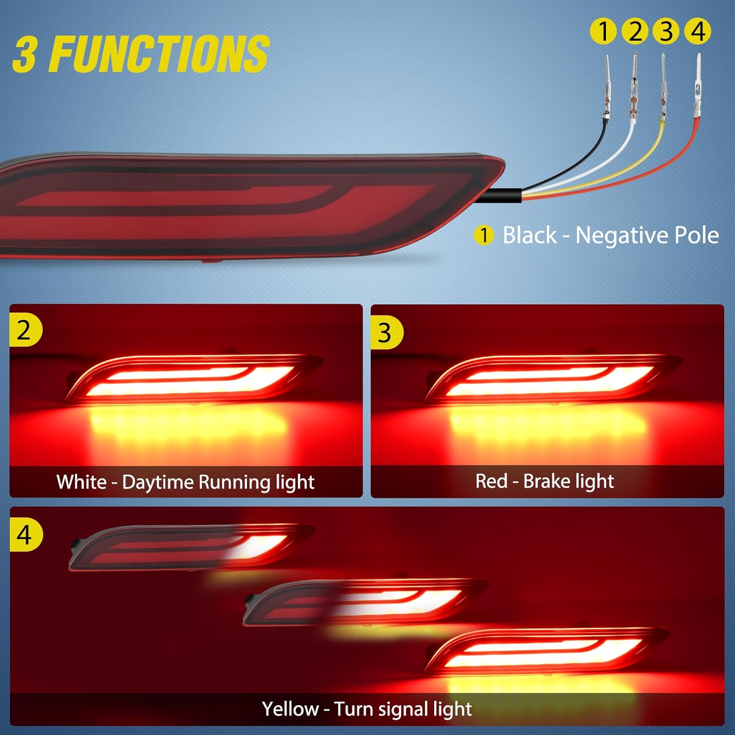 Nilight Rear Bumper Tail Light Compatible with 2018 2019 2020 2021 2022 2023 2024 2025 Toyota Camry Smoke Lens LED Reflector Rear Bumper Lamps Brake Turn Signal Sequential Flashing Driving Taillights