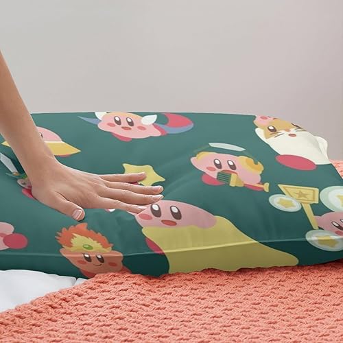 Miniatura 3 de Juego de funda de edredón de 3 piezas con diseño de anime Krby rosa, ultra suave, transpirable, con estampado 3D, funda de edredón de microfibra con