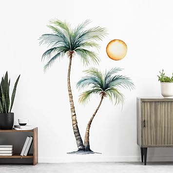 Tanlaby Large Palm Tree Wall Stickers Tropical Plants Wall Decals