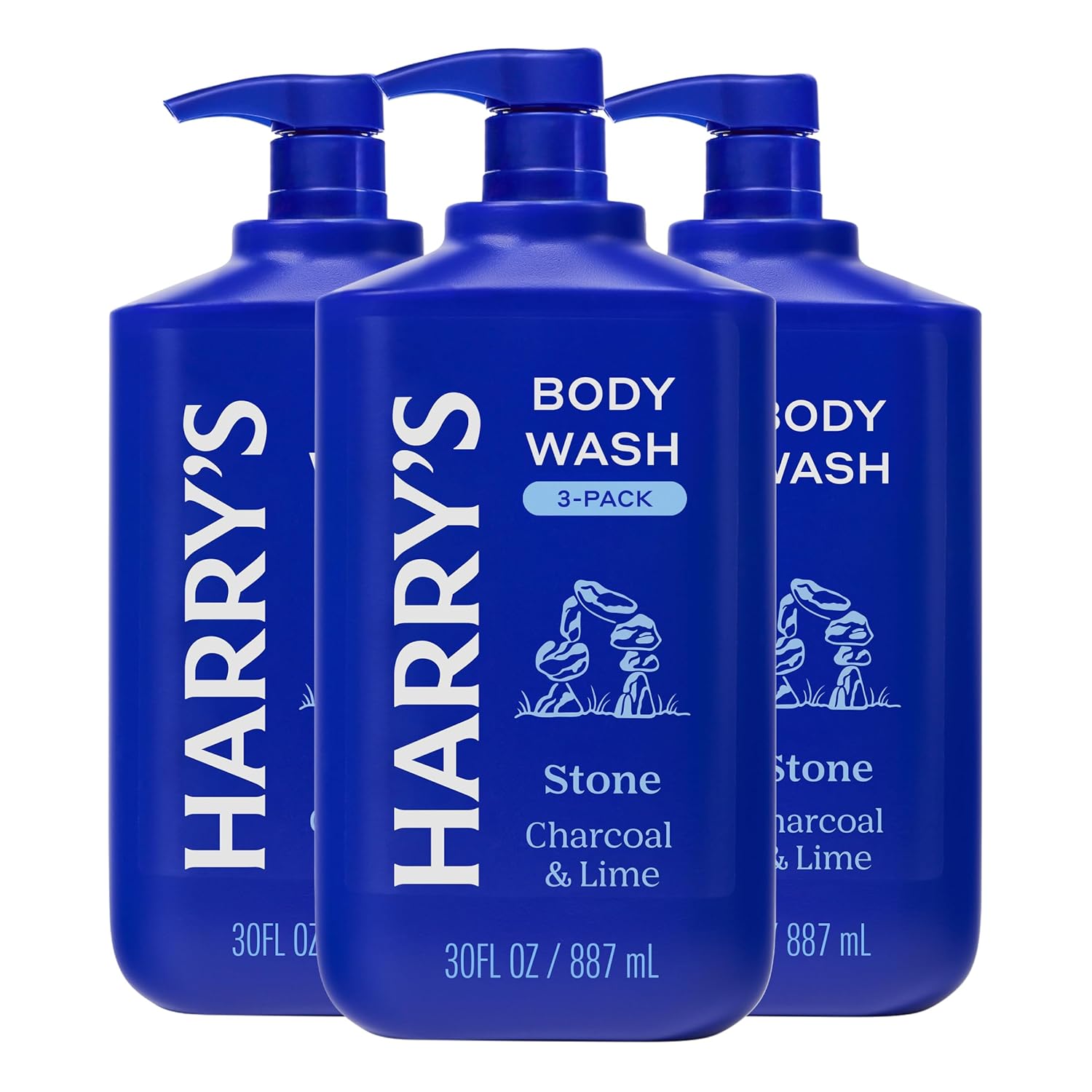 Harry's Men's Body Wash - Stone - 30 fl oz - Shower Gel for Men - No Parabens,Sulfates,or Dyes,(Pack of 3)