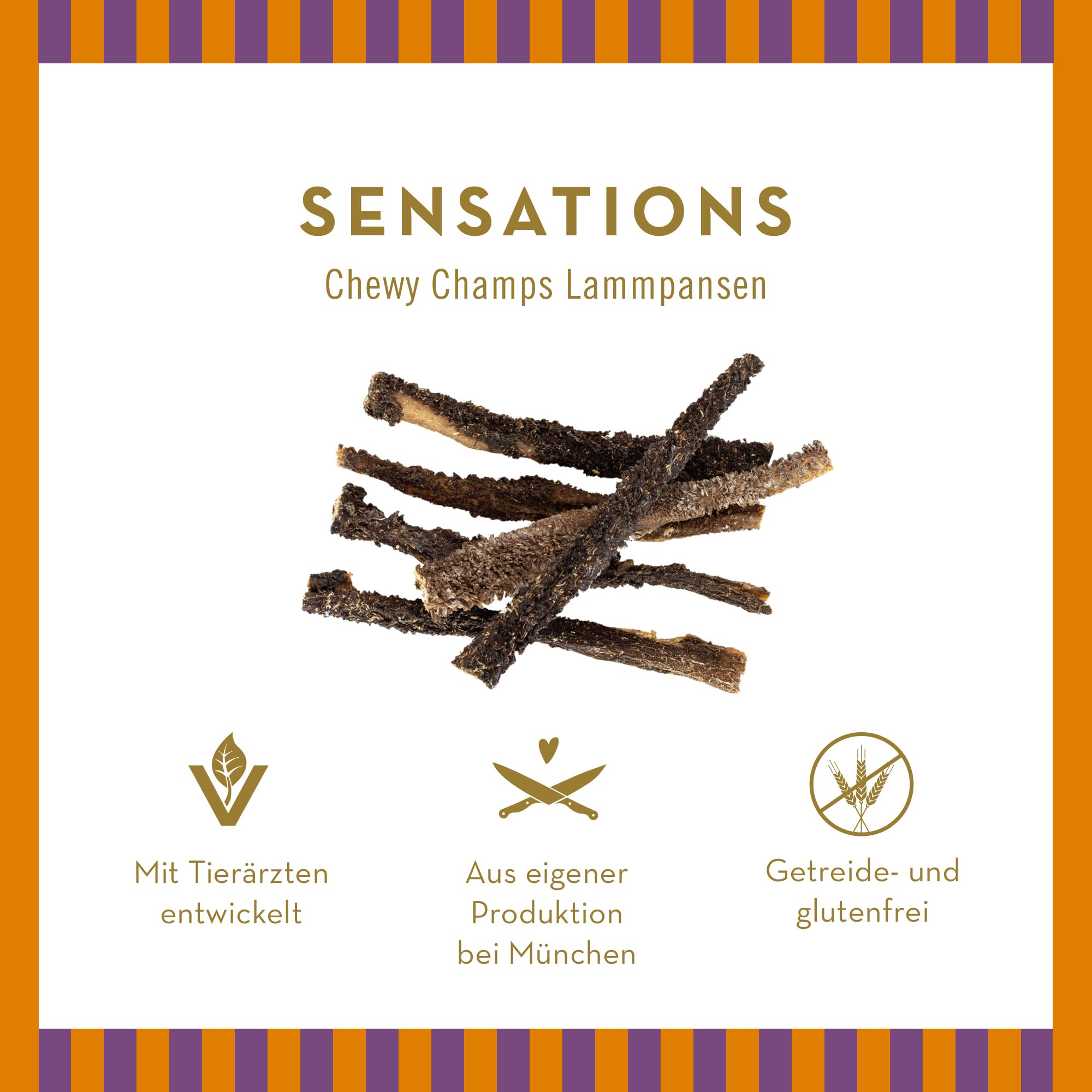 Terra Canis Sensations Chewy Champs - rumine di agnello 150g I Masticatori naturali, essiccati I Attività di masticazione | Alimento complementare per cani