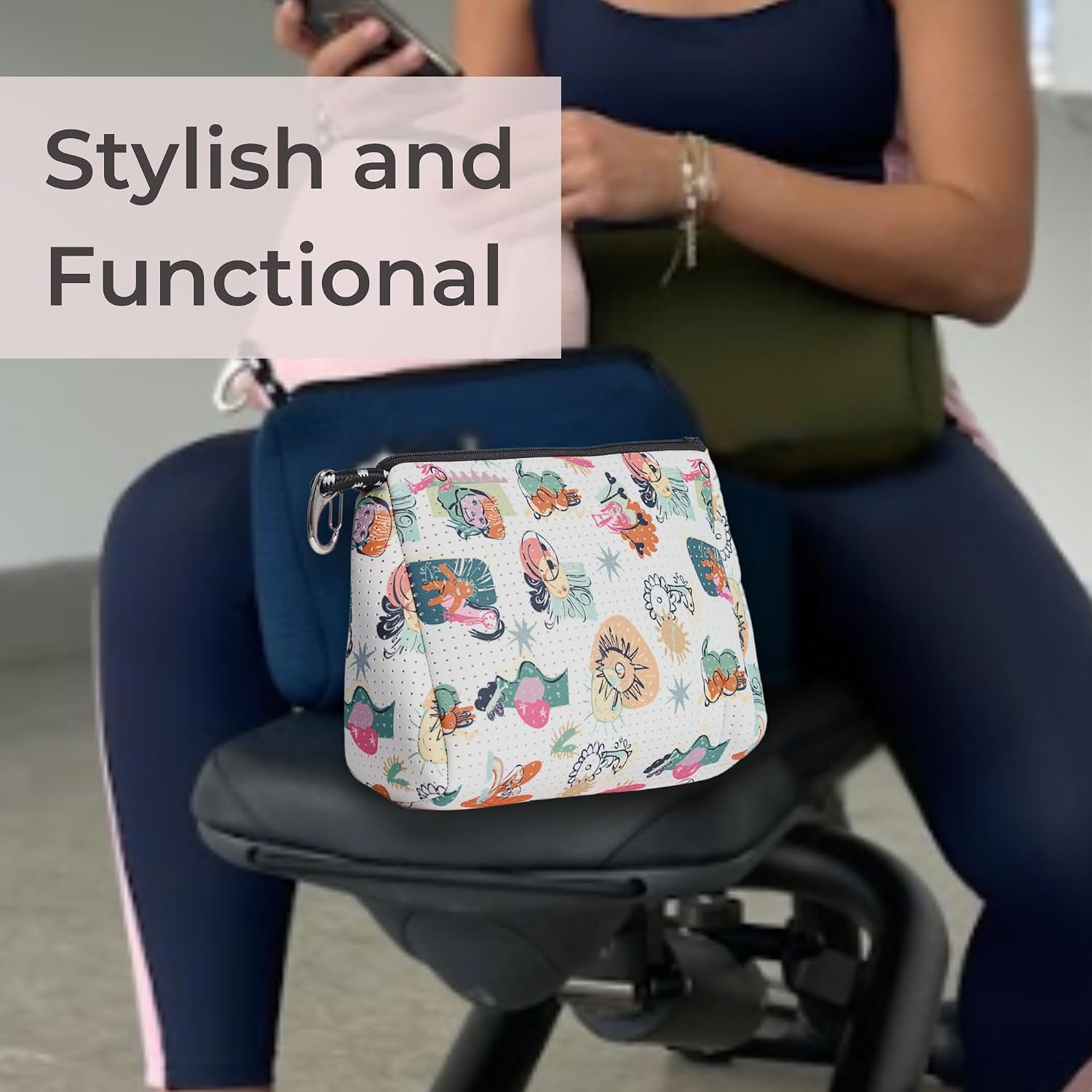 POPUPS Large Makeup Bag with Zipper - Waterproof Neoprene Cosmetic Bag 7.7 x 10.75 x 5 inches