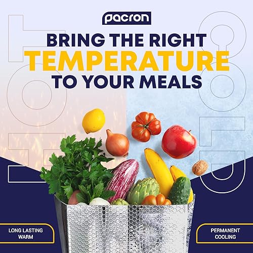 Miniatura 5 de PACRON Marca 100Ct de bolsas aisladas Foil Temp Bubble Liners, Tamaño 8 x 8 x 8. aislado para alimentos y aislado para cajas de envío, bolsa de