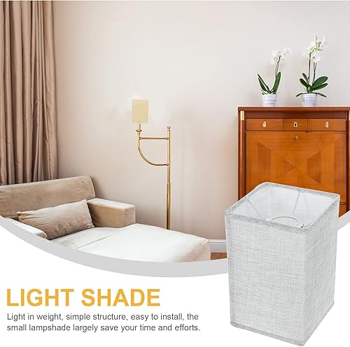 Miniatura 4 de Pantalla de lámpara de mesa, pantalla de lino, pantalla cuadrada, rectangular, de lino, clip, pantalla de mesa, cubierta de luz de repuesto,