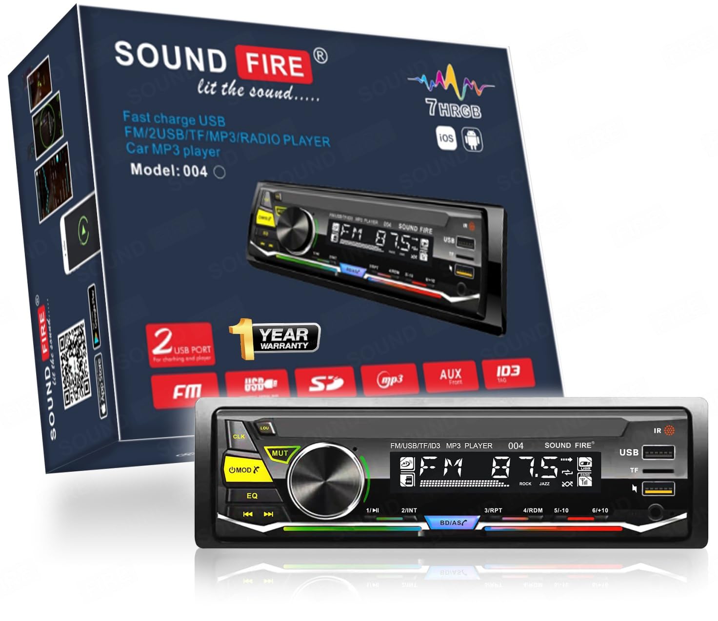 SOUND FIRE 004 Charge Pro+ Dual-USB/FM/SD/AUX/Bluetooth Wireless with Phone Caller Id Receiver Universal Car Stereo (Single Din)-image-14