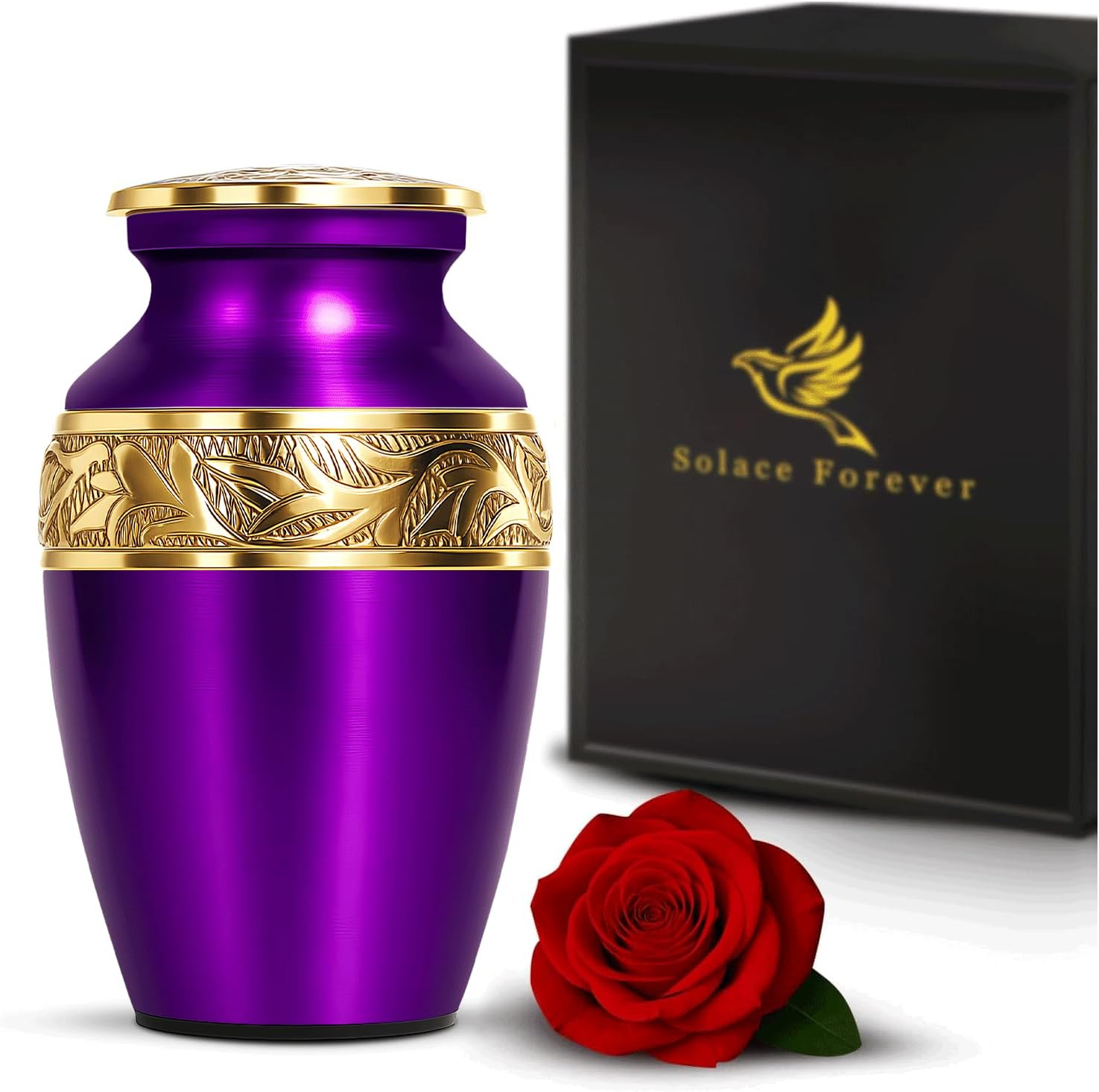 Solace Forever Small Urns for Human Ashes - Decorative Mini Memorial Urn for Women & Men - Lavender Purple Urn for Ashes - Personal Remembrance Urn for Your Loved Ones