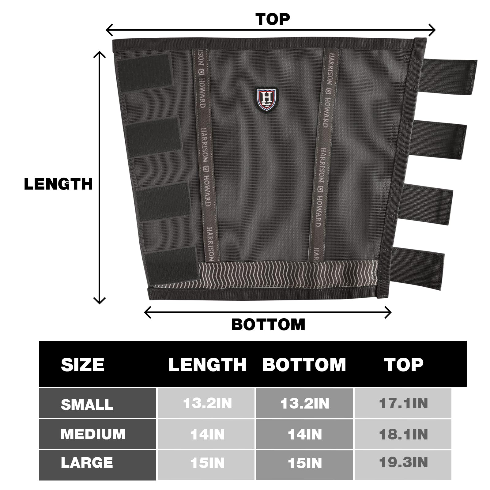 Harrison Howard Lot de 4 guêtres anti-mouches amples avec protection UV, respirantes, durables en maille fine, confortables avec bandes réfléchissantes pour plus de sécurité - Noir - Taille L