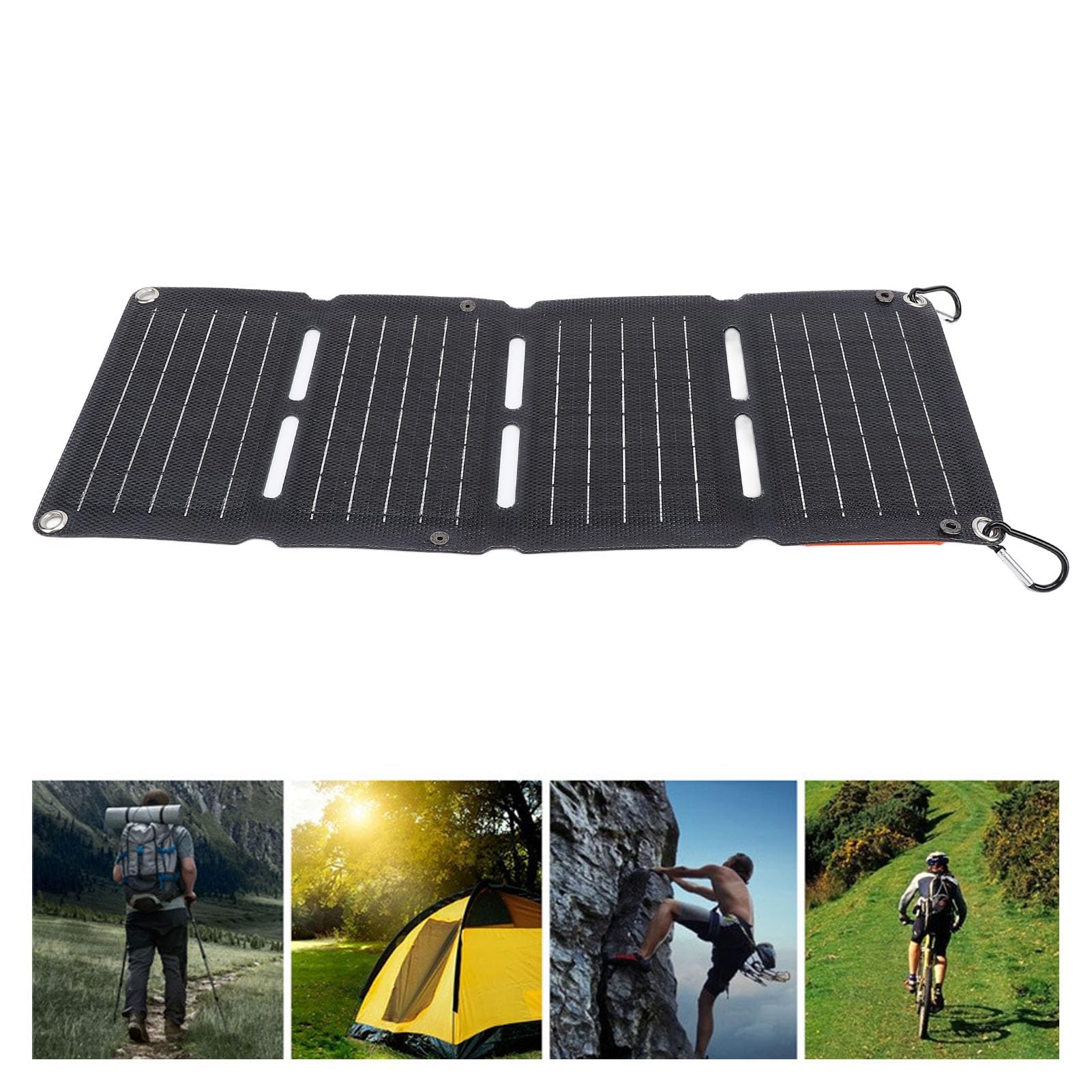 Panneau Solaire Pliable 40W, Monocristallin, Double Port USB, Régulateur QC, 4 Volets