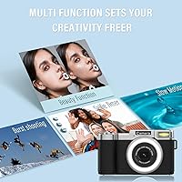 Vista 6 de 4K Digital Camera for Photography, 64MP Flip Screen Digital Camera for YouTube Vlogging, Selfies, Use with LED Light, 64GB Memory Card, Compact