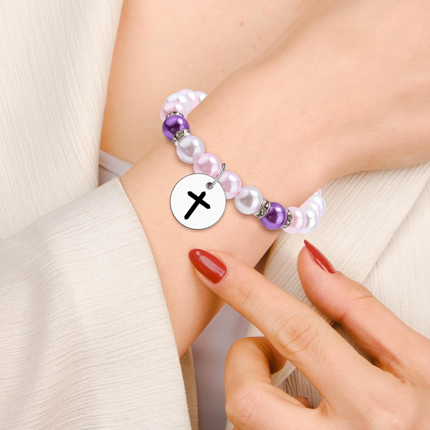 Happy Birthday Gifts for Daughter Adult Beaded Bracelet To My Daughter Unique Gift from Mom Meaningful Christmas Baptism Communion Present Motivational Gifts for Her Jewelry Bracelet with Card - Image 6