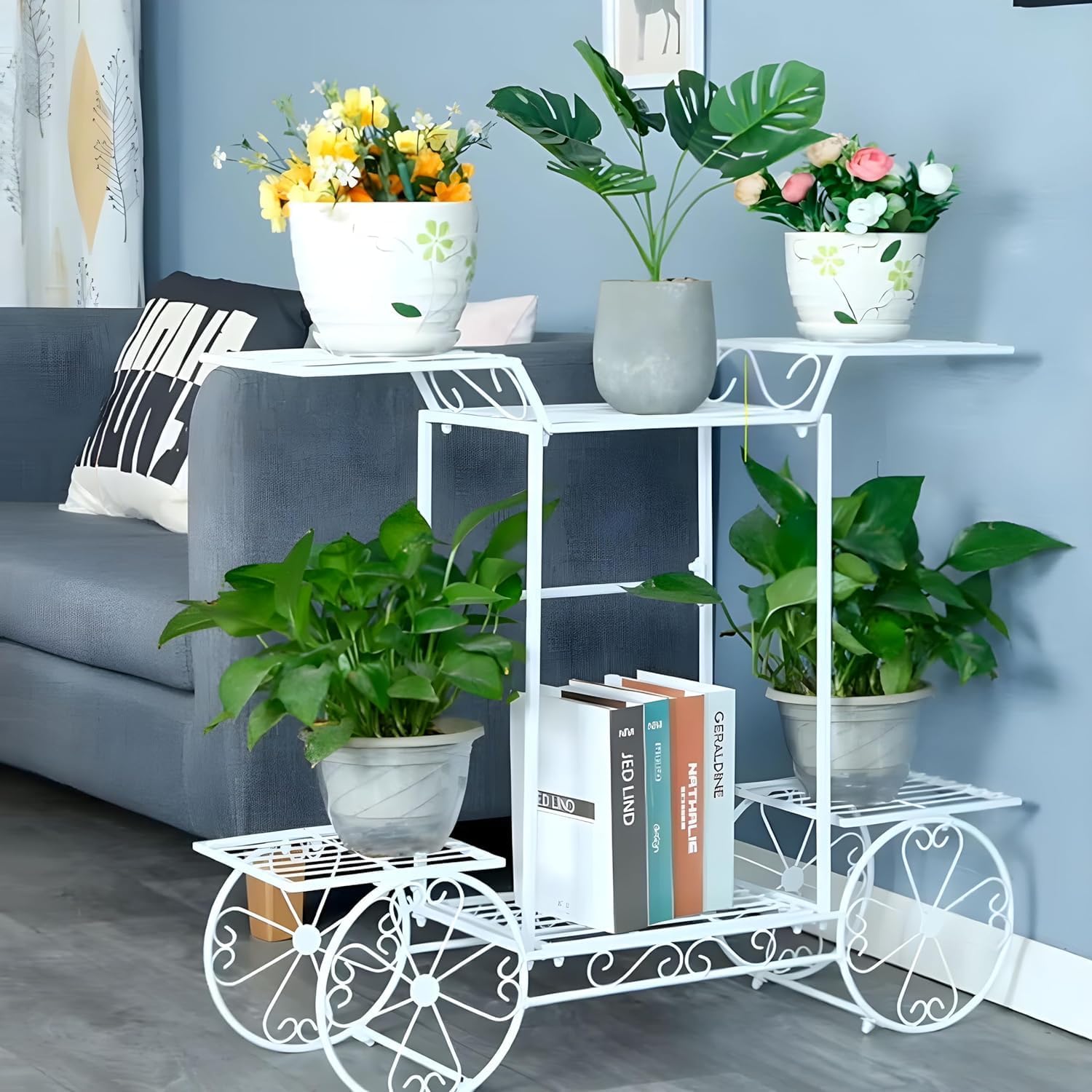 ALFIYA ART Wheel Plant Six-Tier Plant Stand with Wheels and Metal Flower Pot Rack, Stair-Step Style Display Ladder for Garden Balcony, Indoor and Outdoor 6-Tier Cart Planter Stand White (B0DF6JWRMP) Amazon Price History, Amazon Price Tracker