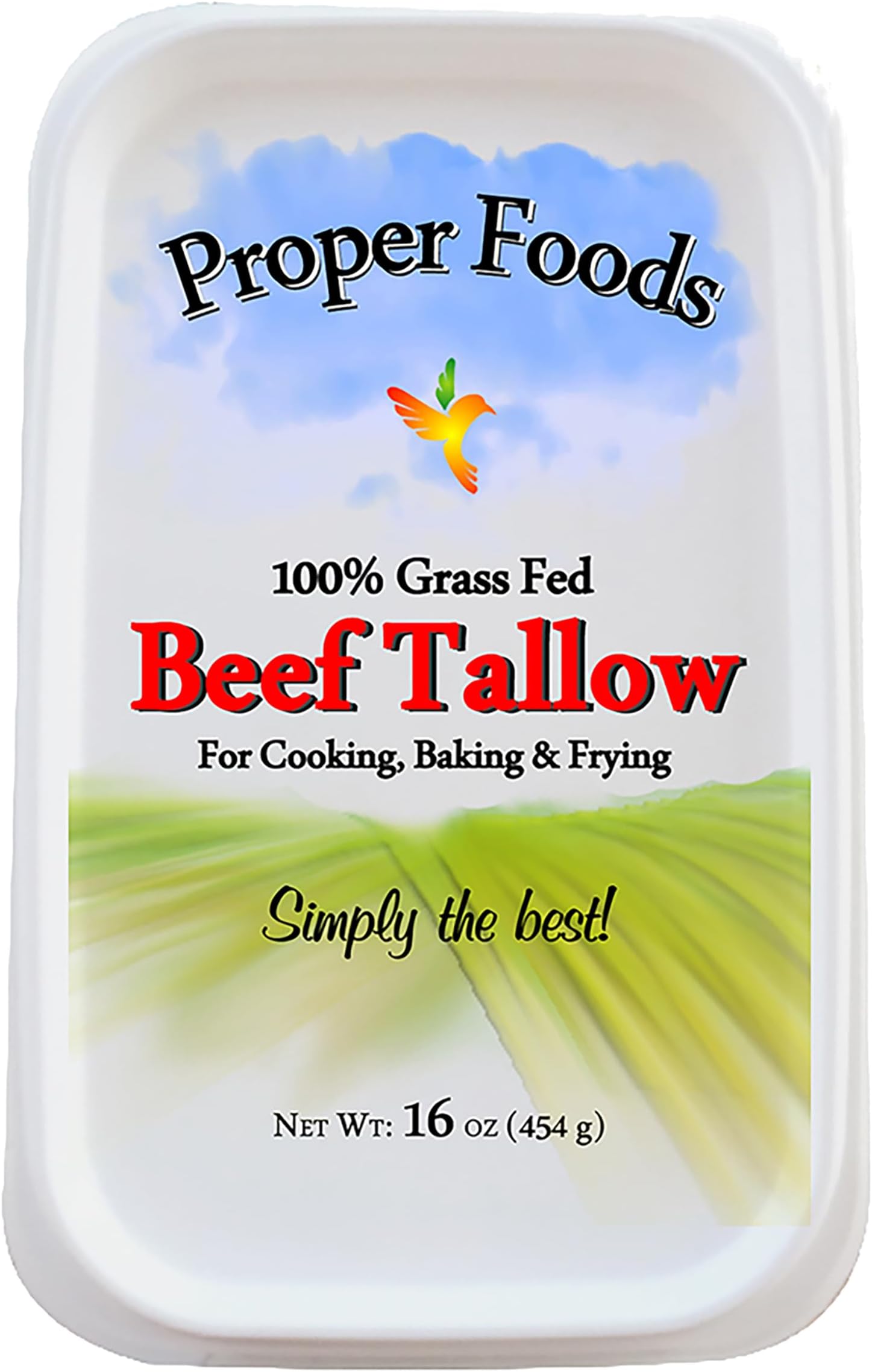 100% Grass-Fed Beef Tallow - Pasture Raised - Cooking, Baking & Frying - 16 oz