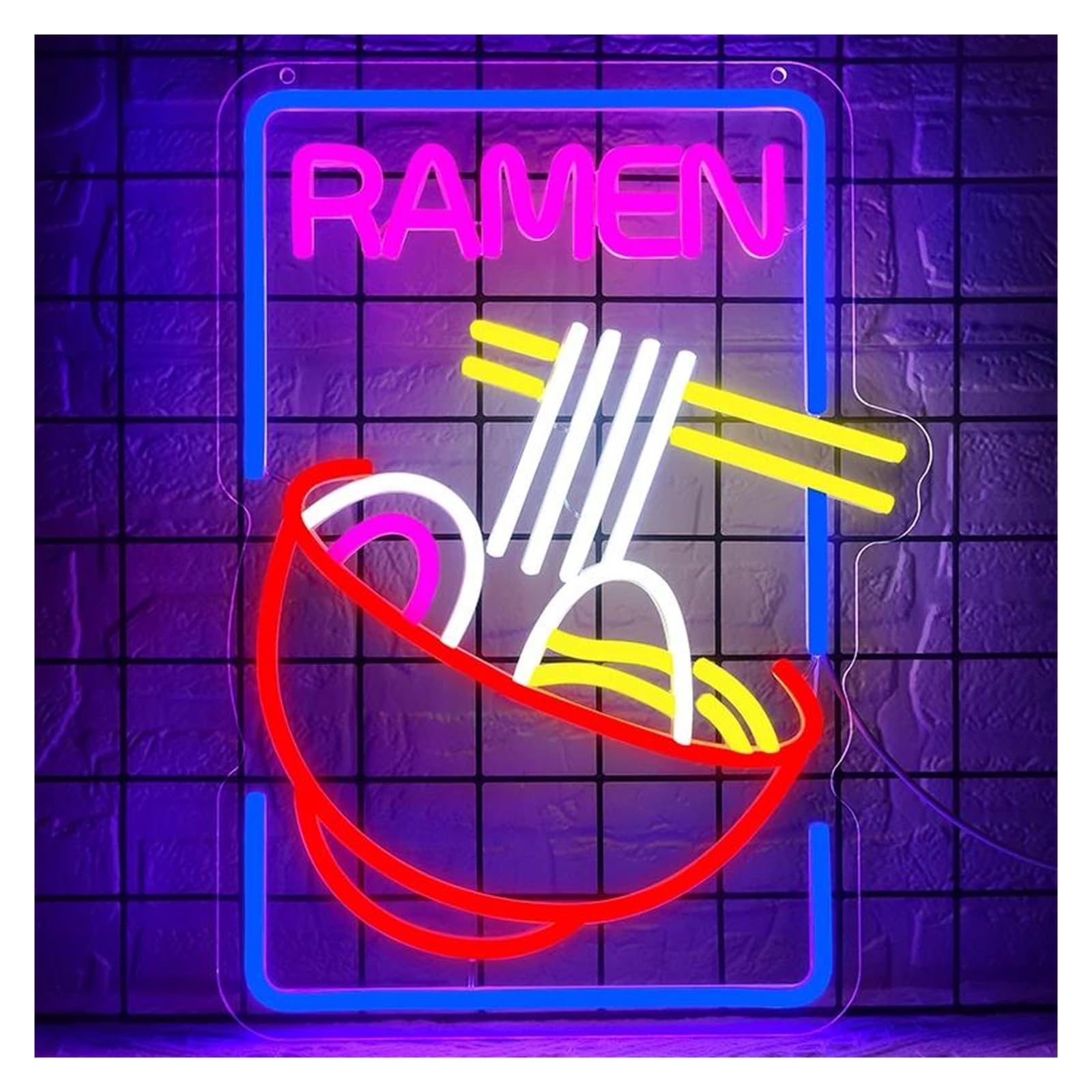 Shouxi One Color Sign Lamp Ramen Neon Sign Noodles Light Dimmable For Resturant Dining Room Hall Kitchen Home Bar Birthday Wall Decor 29Cmx40cm
