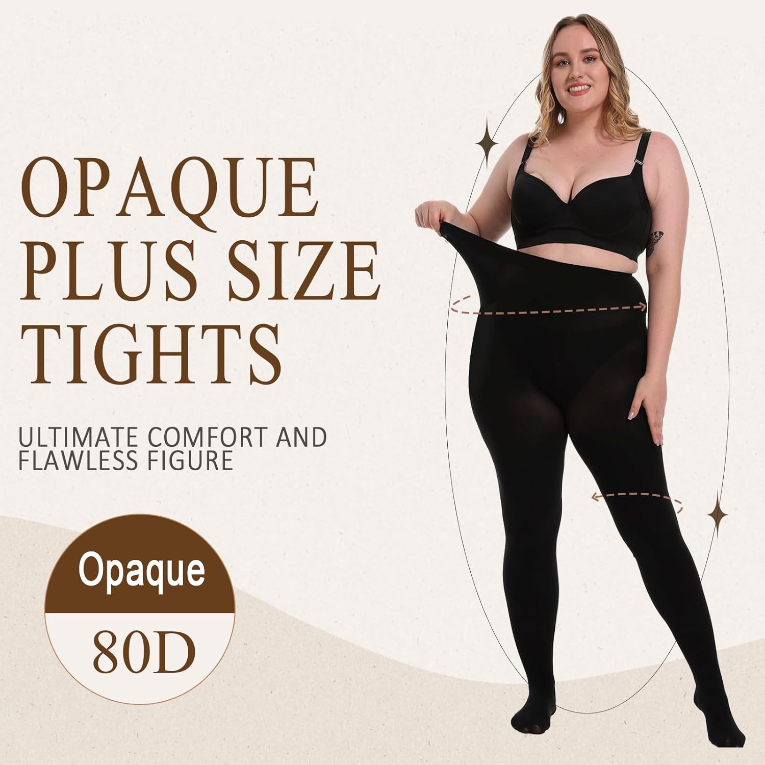 HA WA Womens 80D Plus Size Tights, Queen Size Tights Warm Winter Pantyhose - Image 5