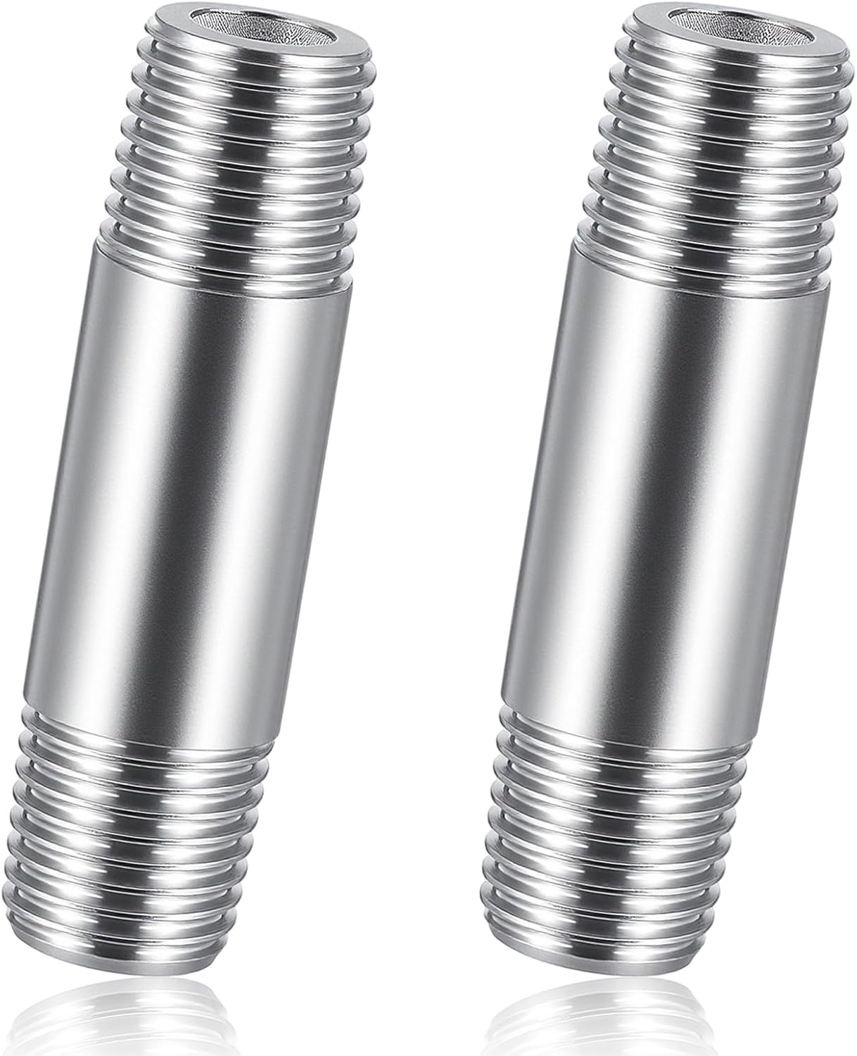 4 Pcs 304 Stainless Steel Pipe Fittings 1/2" NPT x 1/2" NPT Male Threaded 2" Length Nipple Cast Pipe Fittings for Oil Air Fuel