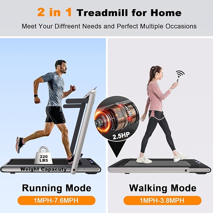 Caminadora Eléctrica Plegable con Inclinación 2 en 1 Silver miniatura 2