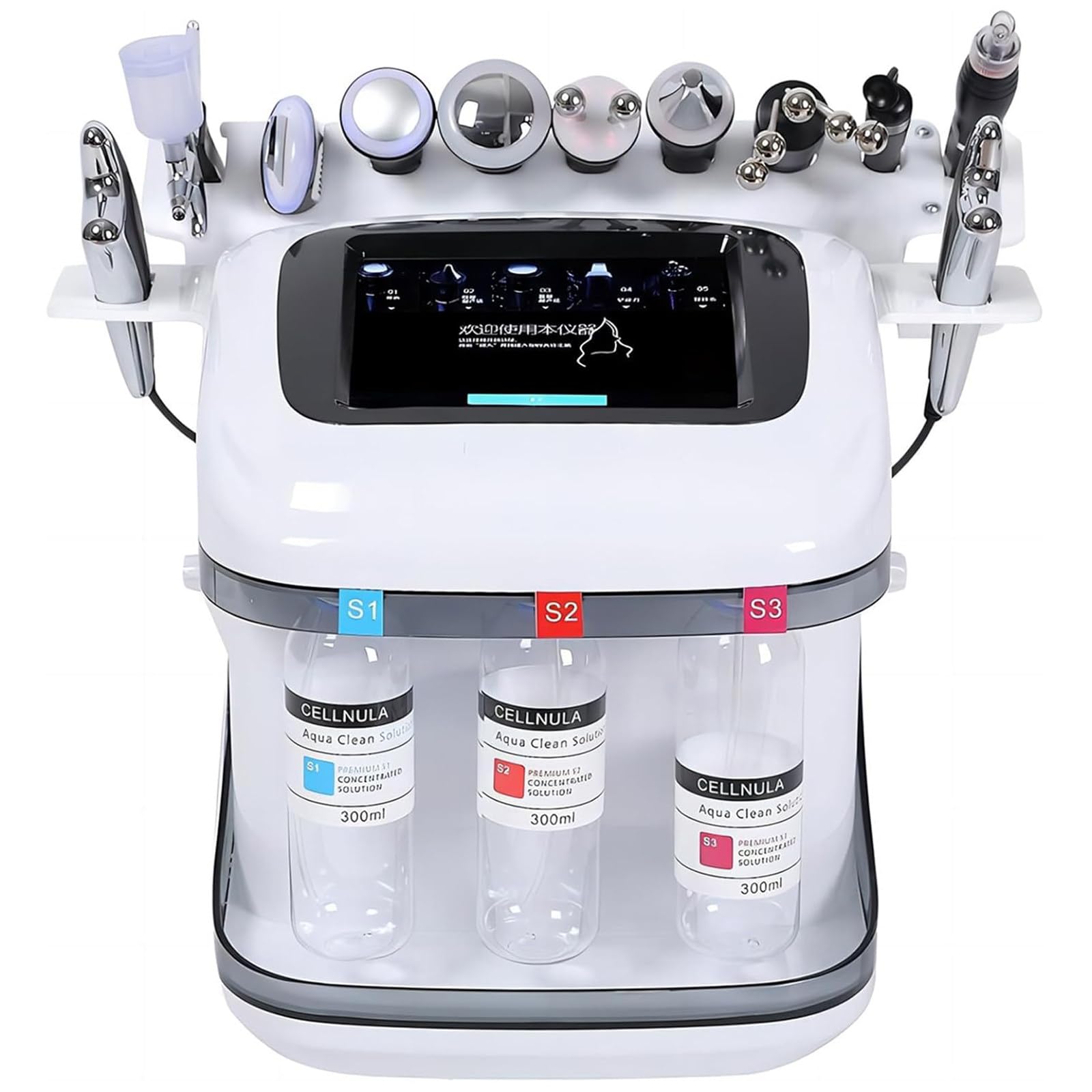 Hydrafacial-Maschine Wasserstoff-Sauerstoff-Gesichtsmaschine 8-Zoll-LCD-Bildschirm 10 Köpfe Hautreinigung Befeuchtung Nährstoffaufnahme Spa