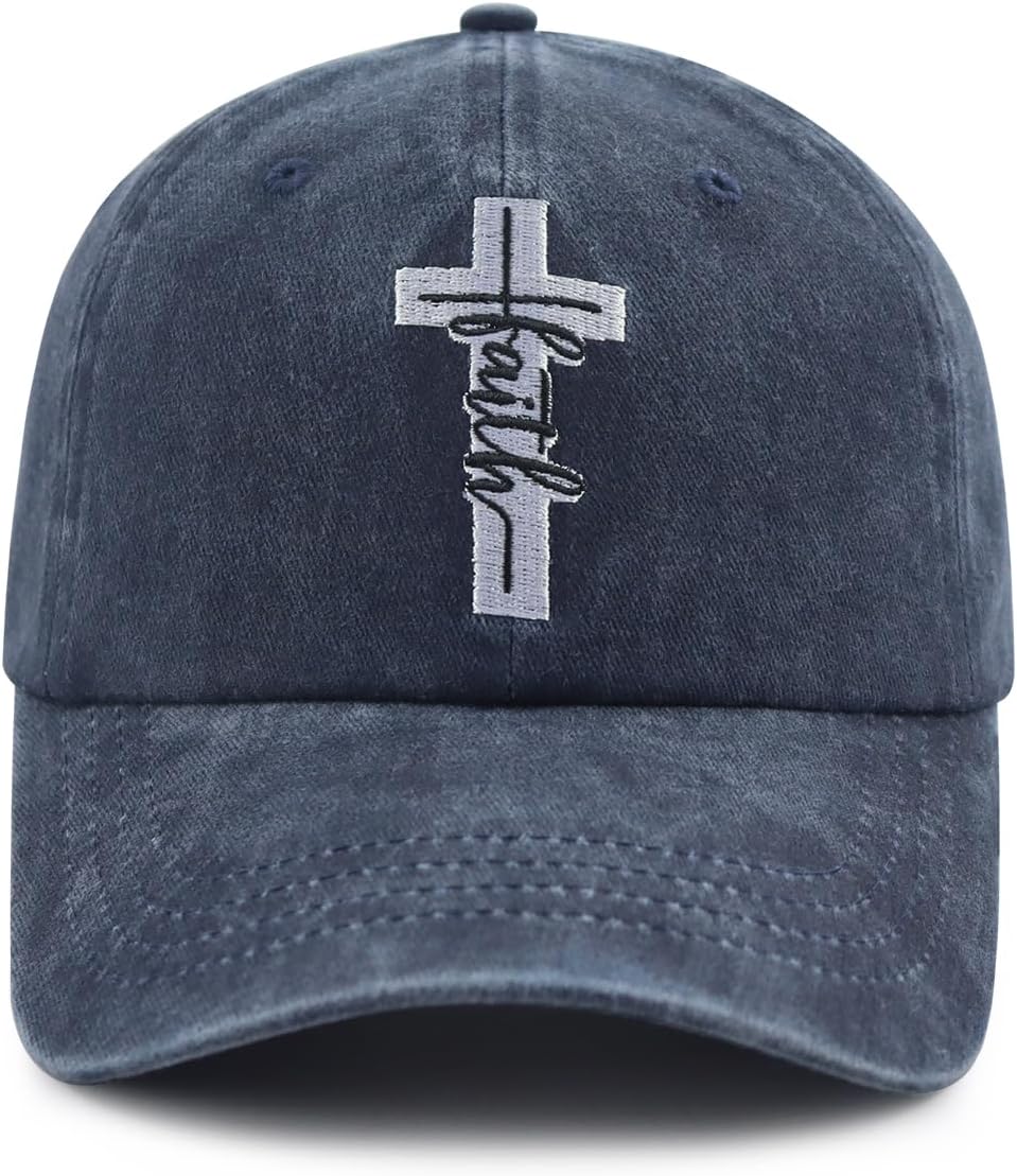 Jesus Cross Hat for Men Women, Funny Adjustable Cotton Embroidered Christian Religious Faith Baseball Cap