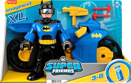 Miniatura 7 de Imaginext DC Super Friends Batman Toys, XL Batcycle con lanzador de proyectiles y figura de Batman XL, cada 10 pulgadas, a partir de 3 años