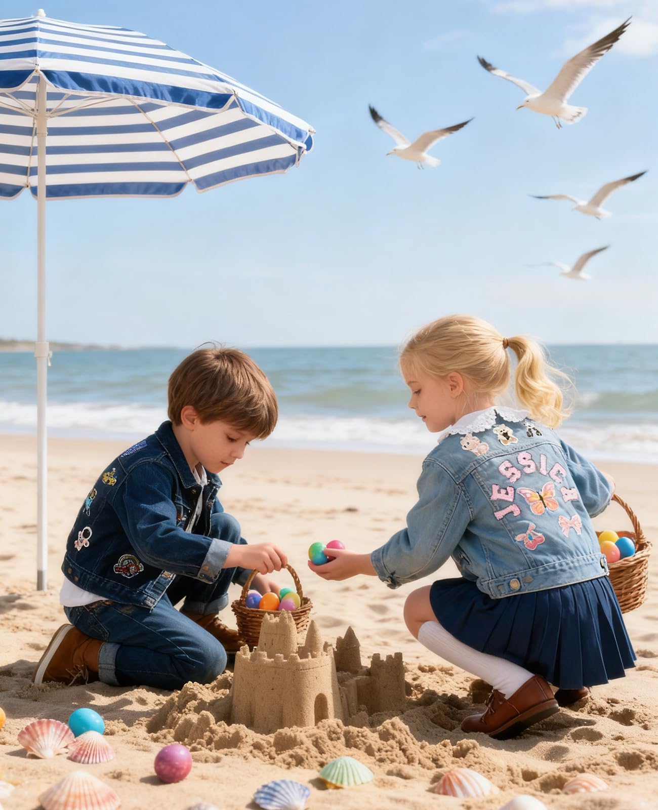 Veste en jean personnalisée pour enfants avec noms – Personnalisée avec écussons pour filles et garçons de 1 à 12 ans, cadeaux d'anniversaire et de Noël, veste en jean personnalisée à manches