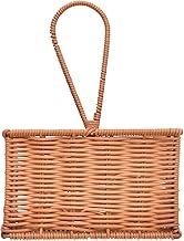 سلة مستطيلة مقسمة بعمق من الخوص تحتوي على فتحتين بمقبض قوي وتصميم عصري وعملي للمنزل - لون عسلي