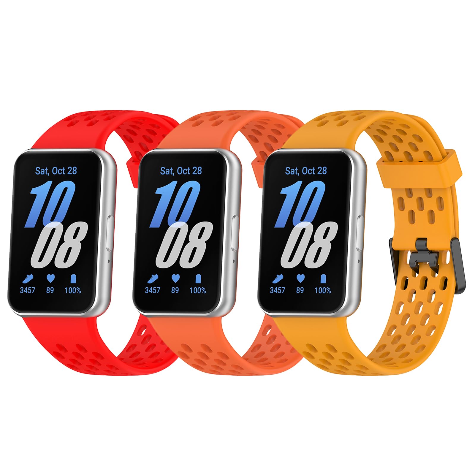 Gheper 3 Pack Watchbands Compatible with Samsung Galaxy Fit3[2024] SM-R390 Soft Silicone Breathable Sport Wristbands Replacement Bracelet Quick Release Straps