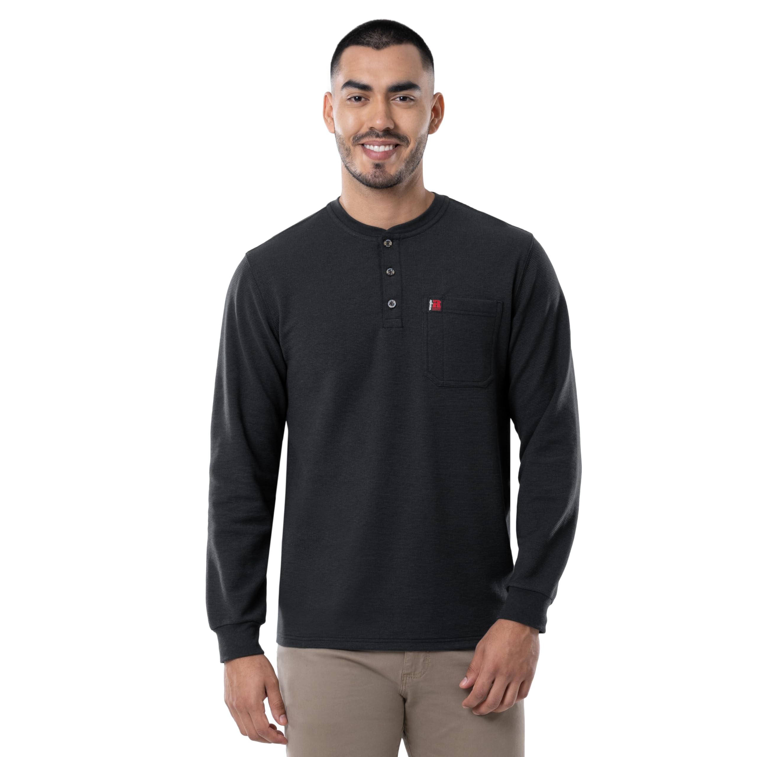Mens Long Sleeve Pocket Henley