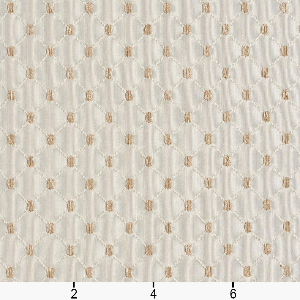 Off White Diamond Jacquard Woven Upholstery Fabric by The Yard - SKU: Harper Oyster