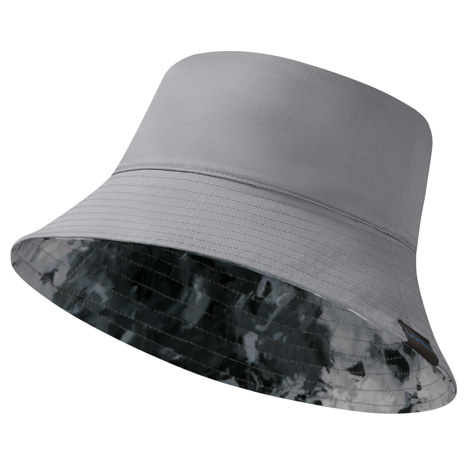 UVSAI UPF 50+ Reversible Foldable Sun Bucket Hat for Hiking Fishing Beach Safari Men Women, Light Grey/Grey Camo, L